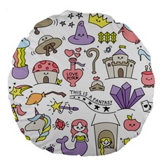 Fantasy-things-doodle-style-vector-illustration Large 18  Premium Round Cushions