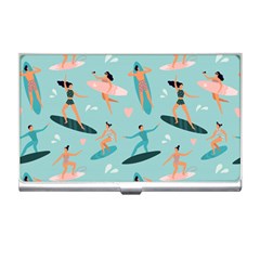 Beach-surfing-surfers-with-surfboards-surfer-rides-wave-summer-outdoors-surfboards-seamless-pattern- Business Card Holder