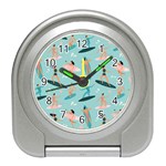 Beach-surfing-surfers-with-surfboards-surfer-rides-wave-summer-outdoors-surfboards-seamless-pattern- Travel Alarm Clock Front