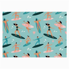 Beach-surfing-surfers-with-surfboards-surfer-rides-wave-summer-outdoors-surfboards-seamless-pattern- Large Glasses Cloth