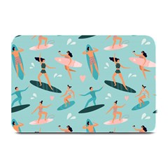 Beach-surfing-surfers-with-surfboards-surfer-rides-wave-summer-outdoors-surfboards-seamless-pattern- Plate Mats by Jancukart