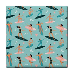 Beach-surfing-surfers-with-surfboards-surfer-rides-wave-summer-outdoors-surfboards-seamless-pattern- Face Towel