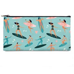 Beach-surfing-surfers-with-surfboards-surfer-rides-wave-summer-outdoors-surfboards-seamless-pattern- Pencil Case