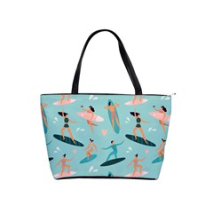 Beach-surfing-surfers-with-surfboards-surfer-rides-wave-summer-outdoors-surfboards-seamless-pattern- Classic Shoulder Handbag by Jancukart