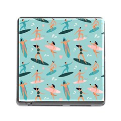 Beach-surfing-surfers-with-surfboards-surfer-rides-wave-summer-outdoors-surfboards-seamless-pattern- Memory Card Reader (square 5 Slot) by Jancukart