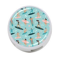 Beach-surfing-surfers-with-surfboards-surfer-rides-wave-summer-outdoors-surfboards-seamless-pattern- 4-port Usb Hub (one Side) by Jancukart