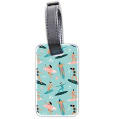 Beach-surfing-surfers-with-surfboards-surfer-rides-wave-summer-outdoors-surfboards-seamless-pattern- Luggage Tag (two Sides) by Jancukart