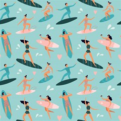 Beach-surfing-surfers-with-surfboards-surfer-rides-wave-summer-outdoors-surfboards-seamless-pattern- Play Mat (square)