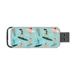 Beach-surfing-surfers-with-surfboards-surfer-rides-wave-summer-outdoors-surfboards-seamless-pattern- Portable USB Flash (One Side) Front