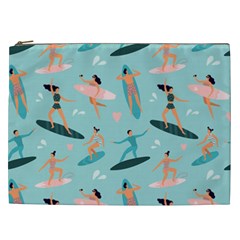 Beach-surfing-surfers-with-surfboards-surfer-rides-wave-summer-outdoors-surfboards-seamless-pattern- Cosmetic Bag (xxl)