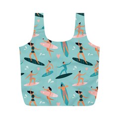 Beach-surfing-surfers-with-surfboards-surfer-rides-wave-summer-outdoors-surfboards-seamless-pattern- Full Print Recycle Bag (m)