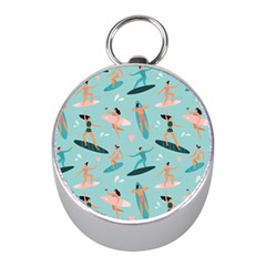 Beach-surfing-surfers-with-surfboards-surfer-rides-wave-summer-outdoors-surfboards-seamless-pattern- Mini Silver Compasses by Jancukart