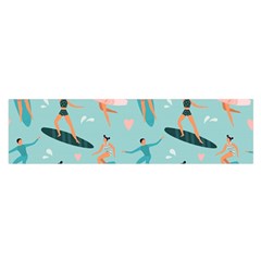 Beach-surfing-surfers-with-surfboards-surfer-rides-wave-summer-outdoors-surfboards-seamless-pattern- Oblong Satin Scarf (16  X 60 )