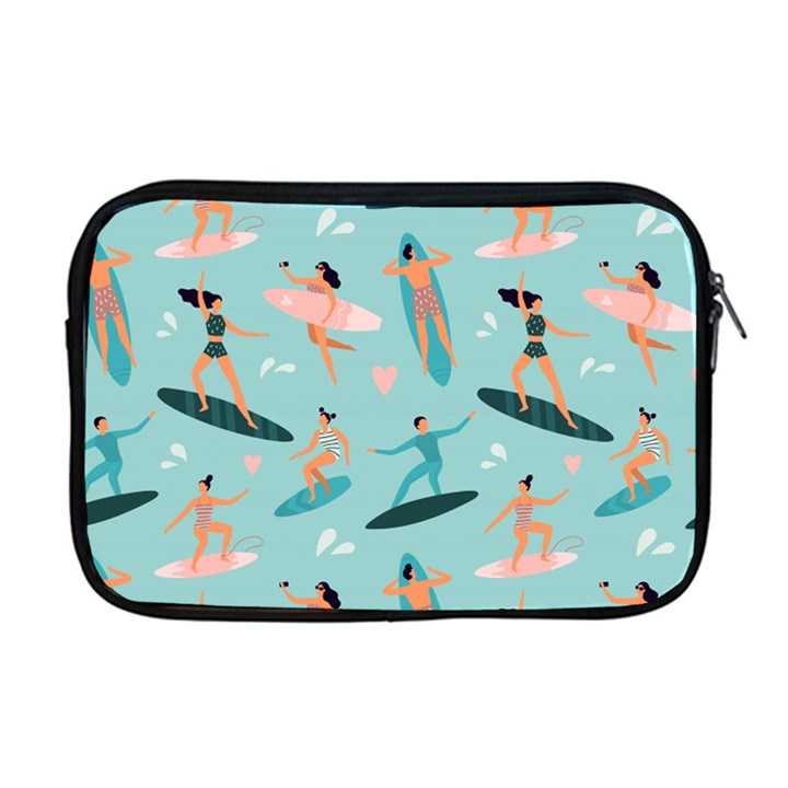 Beach-surfing-surfers-with-surfboards-surfer-rides-wave-summer-outdoors-surfboards-seamless-pattern- Apple MacBook Pro 17  Zipper Case