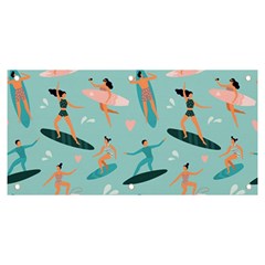 Beach-surfing-surfers-with-surfboards-surfer-rides-wave-summer-outdoors-surfboards-seamless-pattern- Banner And Sign 6  X 3  by Jancukart