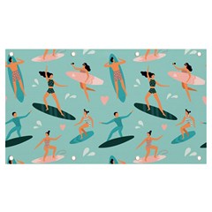 Beach-surfing-surfers-with-surfboards-surfer-rides-wave-summer-outdoors-surfboards-seamless-pattern- Banner And Sign 7  X 4  by Jancukart