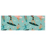 Beach-surfing-surfers-with-surfboards-surfer-rides-wave-summer-outdoors-surfboards-seamless-pattern- Banner and Sign 12  x 4  Front