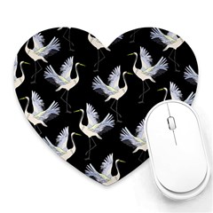 Crane-pattern Heart Mousepad