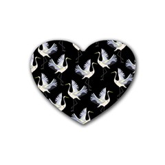 Crane-pattern Rubber Heart Coaster (4 pack)