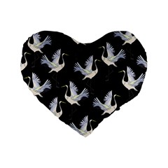 Crane-pattern Standard 16  Premium Heart Shape Cushions