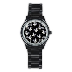 Crane-pattern Stainless Steel Round Watch