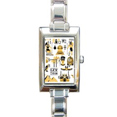 Egypt-symbols-decorative-icons-set Rectangle Italian Charm Watch by Jancukart