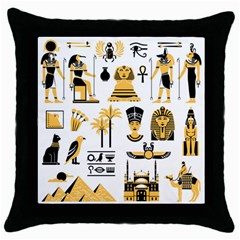 Egypt-symbols-decorative-icons-set Throw Pillow Case (black)