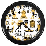 Egypt-symbols-decorative-icons-set Wall Clock (Black) Front