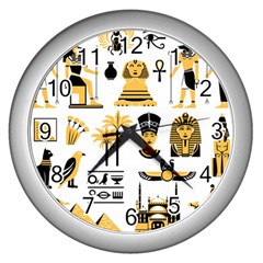 Egypt-symbols-decorative-icons-set Wall Clock (silver)