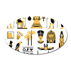 Egypt-symbols-decorative-icons-set Oval Magnet