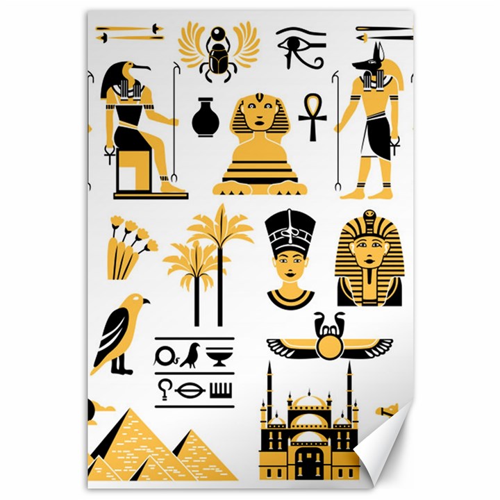 Egypt-symbols-decorative-icons-set Canvas 12  x 18 