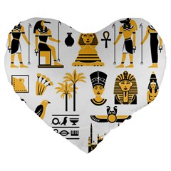 Egypt-symbols-decorative-icons-set Large 19  Premium Heart Shape Cushions