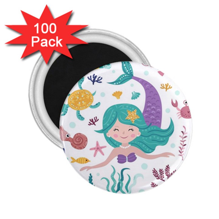 Set-cute-mermaid-seaweeds-marine-inhabitants 2.25  Magnets (100 pack) 