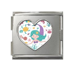 Set-cute-mermaid-seaweeds-marine-inhabitants Mega Link Heart Italian Charm (18mm)