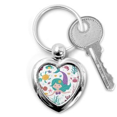 Set-cute-mermaid-seaweeds-marine-inhabitants Key Chain (Heart)