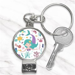 Set-cute-mermaid-seaweeds-marine-inhabitants Nail Clippers Key Chain