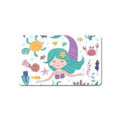 Set-cute-mermaid-seaweeds-marine-inhabitants Magnet (Name Card)