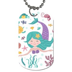 Set-cute-mermaid-seaweeds-marine-inhabitants Dog Tag (One Side)