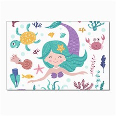 Set-cute-mermaid-seaweeds-marine-inhabitants Postcard 4 x 6  (Pkg of 10)