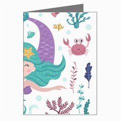 Set-cute-mermaid-seaweeds-marine-inhabitants Greeting Card