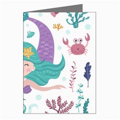 Set-cute-mermaid-seaweeds-marine-inhabitants Greeting Cards (pkg Of 8)