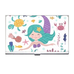 Set-cute-mermaid-seaweeds-marine-inhabitants Business Card Holder