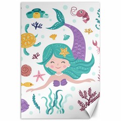 Set-cute-mermaid-seaweeds-marine-inhabitants Canvas 20  x 30 