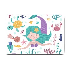 Set-cute-mermaid-seaweeds-marine-inhabitants Small Doormat