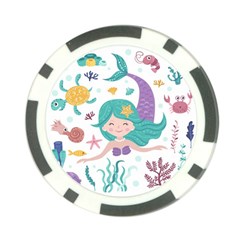 Set-cute-mermaid-seaweeds-marine-inhabitants Poker Chip Card Guard