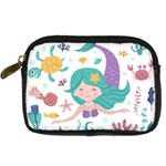 Set-cute-mermaid-seaweeds-marine-inhabitants Digital Camera Leather Case Front