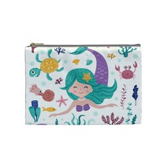 Set-cute-mermaid-seaweeds-marine-inhabitants Cosmetic Bag (Medium)