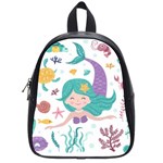 Set-cute-mermaid-seaweeds-marine-inhabitants School Bag (Small) Front