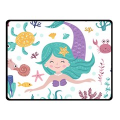 Set-cute-mermaid-seaweeds-marine-inhabitants Fleece Blanket (Small)