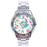 Set-cute-mermaid-seaweeds-marine-inhabitants Stainless Steel Analogue Watch Front